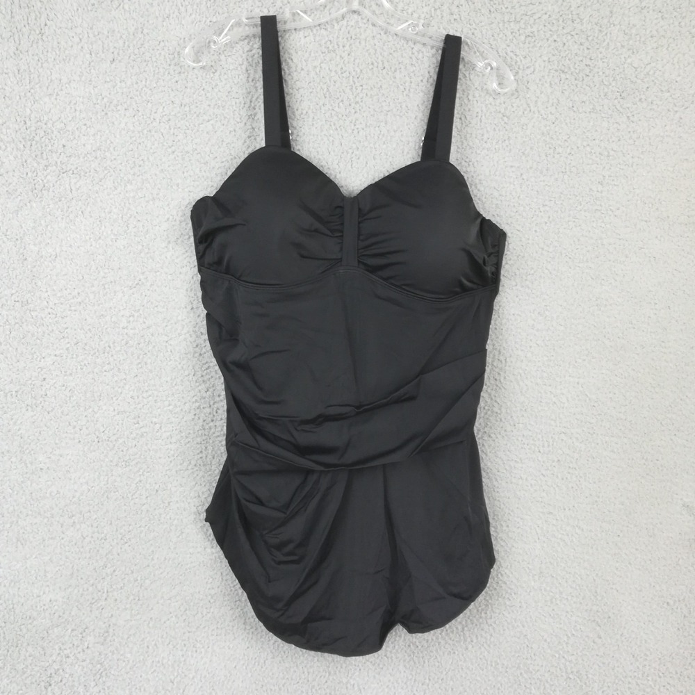 D&Co Beach Womens Swimsuit Skirt One Piece Black Sweatheart Draped Plus 20W New